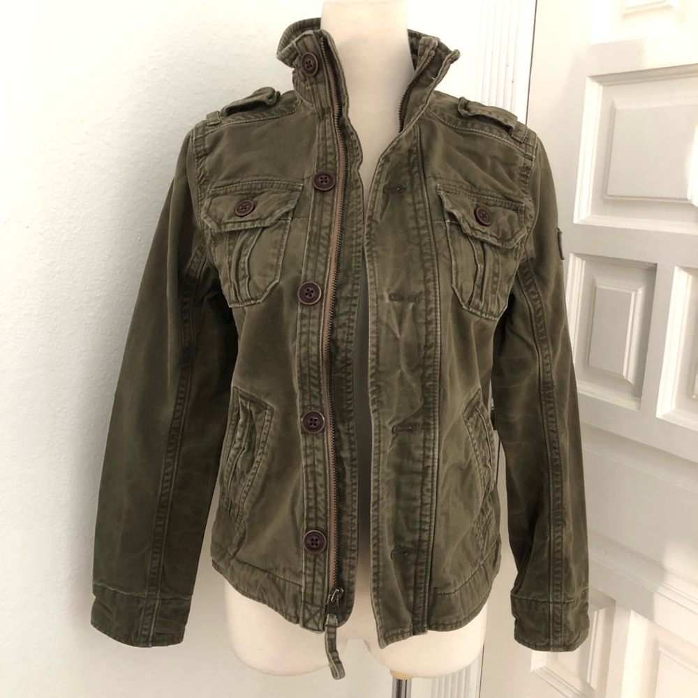 Abercrombie Kids Sentinel Green Zip Jacket Military Youth, Vintage